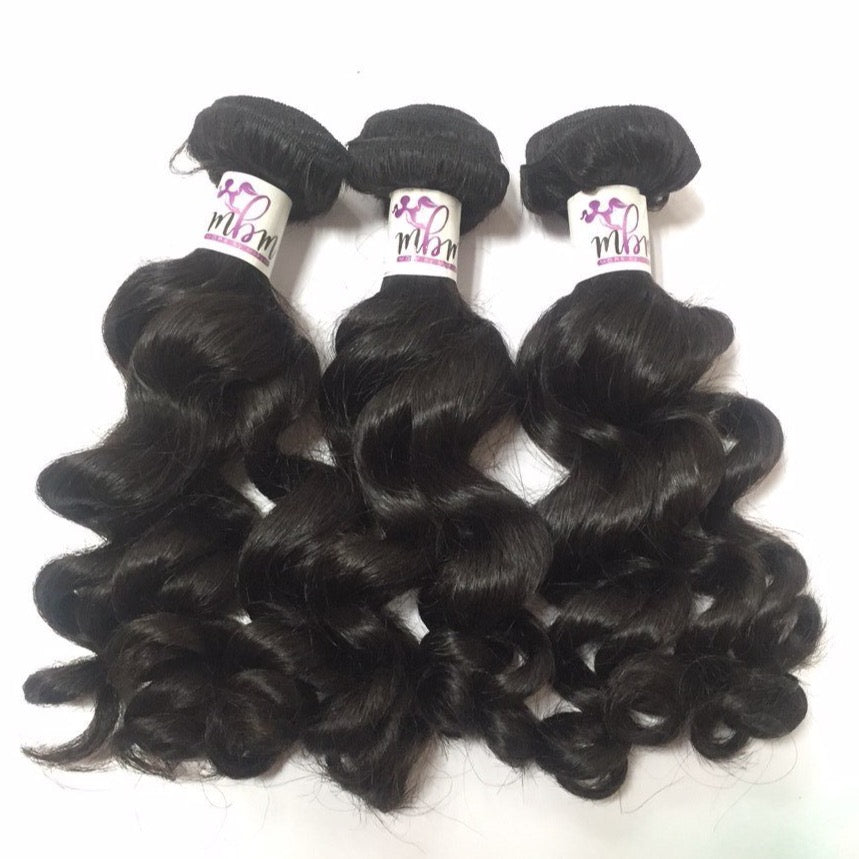Natural Wave Hair Extension Bundle Example